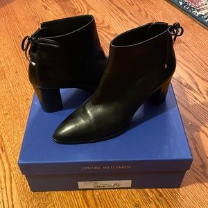 BRAND NEW - Stuart Weitzman heeled booties with leather tie back detail